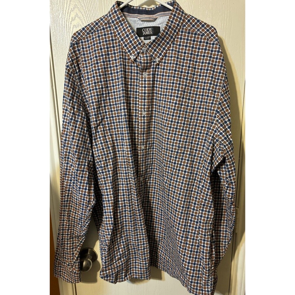 Cody James Men’s Long Sleeve Size XXL Orange Blue Checkered Button Up